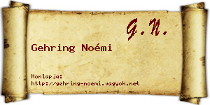 Gehring Noémi névjegykártya